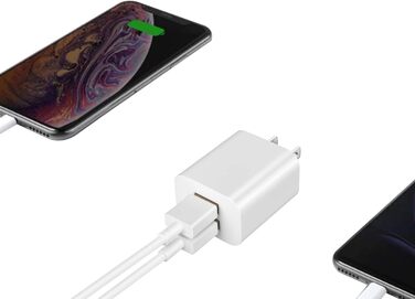 Зарядний пристрій USB-C 2-в-1, 4 порти 40W, швидка зарядка PD 3.0 для iPhone 17/16/15/14/13/12/11 Pro/Max/Plus/XR/XS, iPad, Samsung