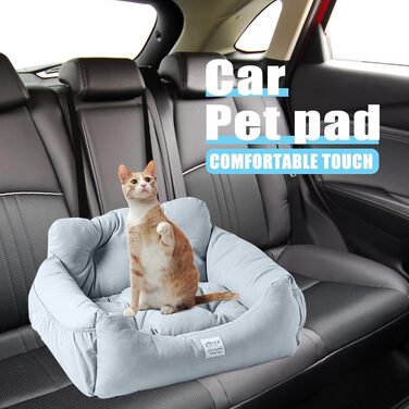 Автокрісло для собак PETCUTE, зручне та нековзне, з кишенею для зберігання, фіксатор безпеки, підходить для всіх авто (L, блакитний)