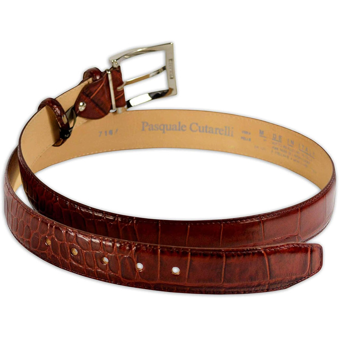 Чоловічий шкіряний ремінь Pasquale Cutarelli з крокодиловим візерунком, колір бургундський