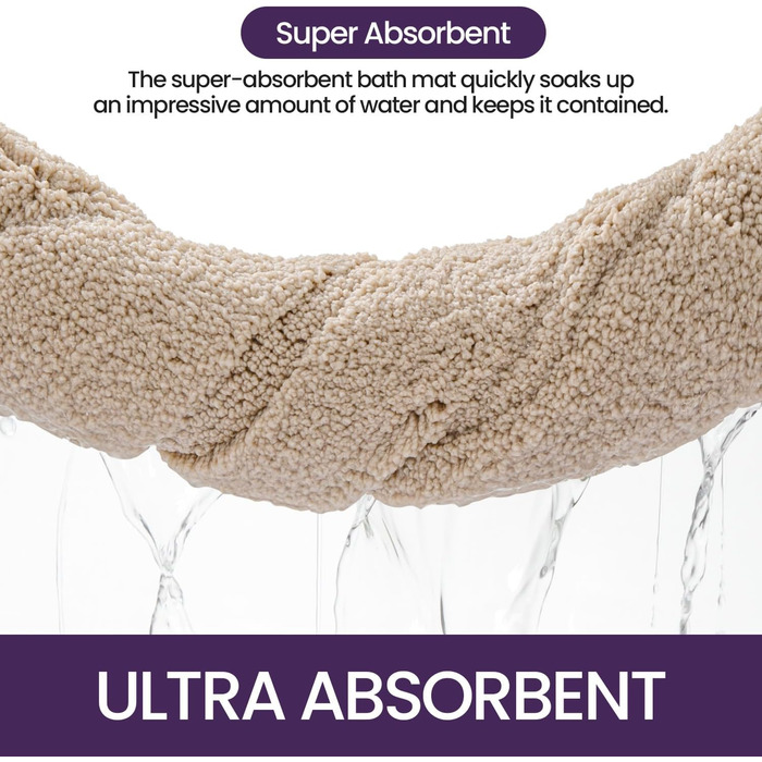 Килимок для ванної кімнати DEXI: антиковзаючий, м'який, з мікрофібри, 60x90 см, бежевий