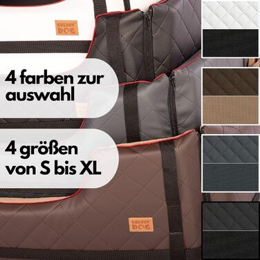 Автомобільний лежак для собак Golden Dog - безпечний транспортувальний бокс з ременями безпеки, 52x44x33 см, коричневий, з водонепроникної шкіри