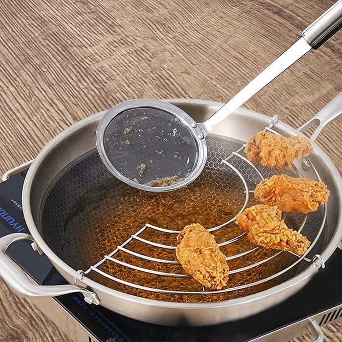 Набір з 3 шт. кельїв для зняття піни з нержавіючої сталі, високоякісні, фільтрувальні ложки, сито з дрібною сіткою, набір для кухні, 3 розміри, для зняття жиру та піни