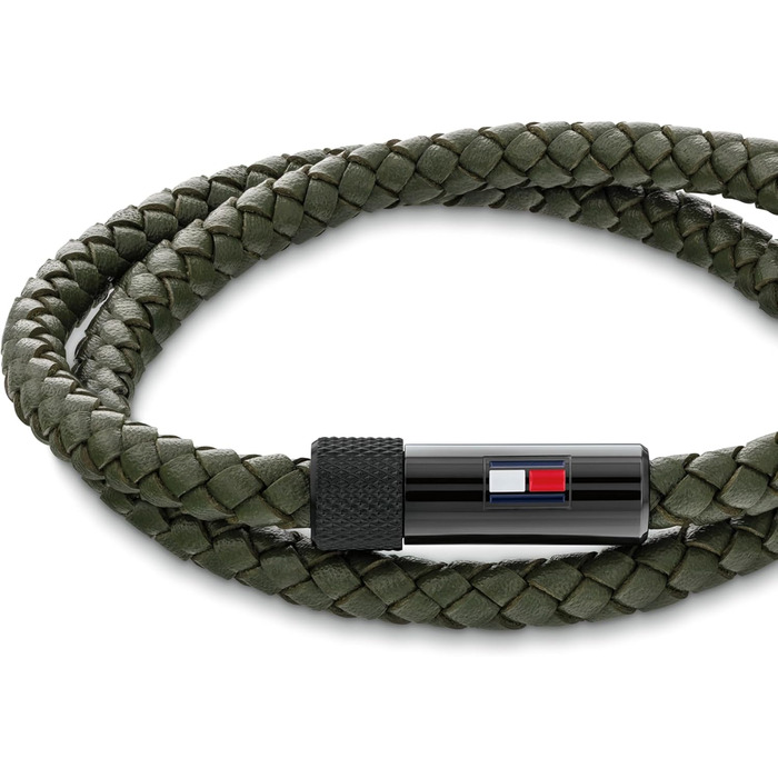 Чоловічий браслет Tommy Hilfiger з шкіри та магнітною застібкою (зелений)