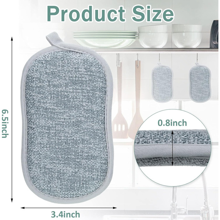 24-Piece Multi-Purpose Sponges, Scratch-Resistant, Microfiber Sponge, Cleaning Sponge, Reusable Dish Sponges for Dishwashing with Robust Scrubbing Power (gray)