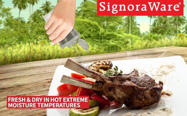SIGNORAWARE Salt and Pepper Shakers, Moisture-Resistant, Set of 2 Large Salt Shakers, for Travel, Camping, Picnic, Outdoor, Kitchen, Lunchboxes, Travel, Spice Set, Transparent
