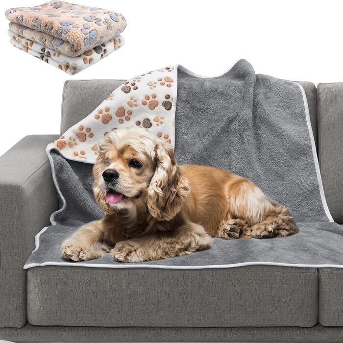 Водонепроникні собачі ковдри HYLYUN (2 шт.) - миючі, для ліжка, дивана, софи. Флісова ковдра з м'якого плюшу, двостороння, для собак, котів, цуценят (L 76x104 см)