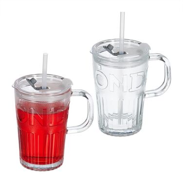 Relaxdays Set of 2 Handle Glasses