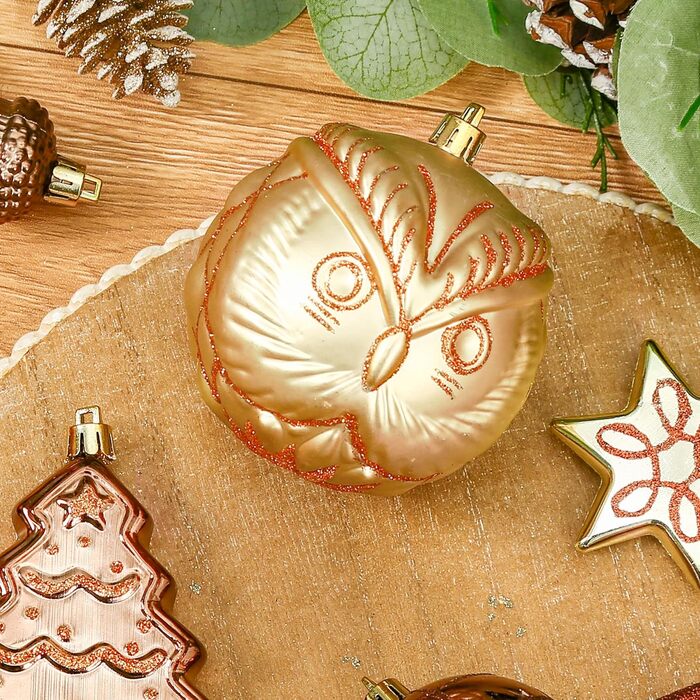 Набір прикрас на ялинку Alupssuc: 96 шт, білки, міцні золоті пластикові кулі, антична бронза