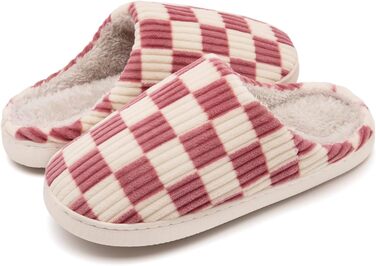 Тапочки халатні Guyarns для дому, жіночі та чоловічі, з м'якою підкладкою з плюшу, з пам'яті піни, в клітинку, з неслизькою підошвою, рожеві, 38/39 EU