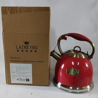 Чайник-свисток 3л з нержавіючої сталі, з термостійкою ручкою, для індукційних плит (червоний)