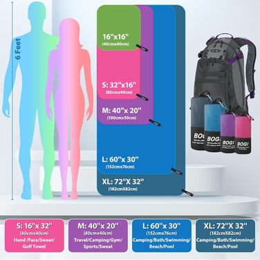 Рушник з мікрофібри BOGI, швидковисихаючий, м'який, легкий, фітнес-рушник, супер вбираючий та ультракомпактний (Чорний, 50x100 см)