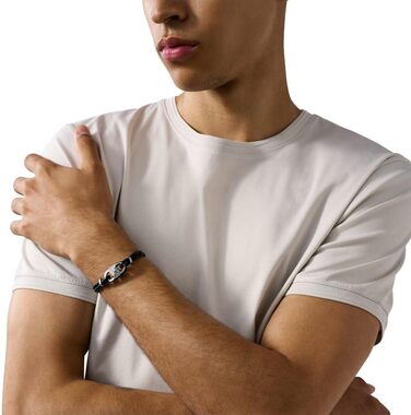 Чоловічий браслет Emporio Armani з нержавіючої сталі або шкіри з застібкою-ланцюгом (колір: кобальт)