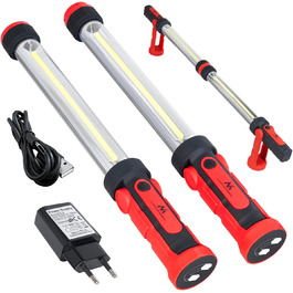 Maclean MCE230 COB LED XXL 2x Workshop Lamp, Work Lamp, Work Light, Hand Lamp, Magnet, Hook, Dual Modes, Max. 1200 Lumens (2x 600 Lumens)