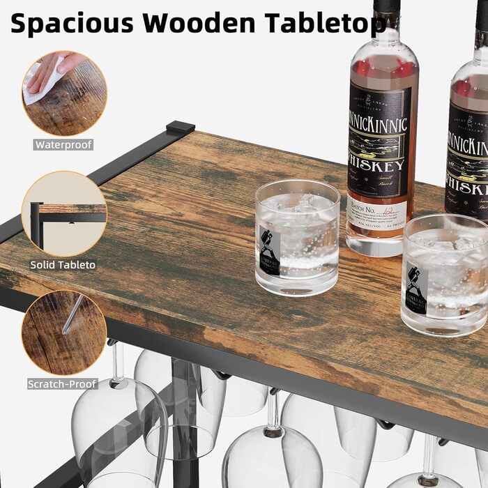 Стильна вітрина для вина Urban Deco: металева підставка з дерев'яною полицею, 59 x 30 x 89 см (25 пляшок)