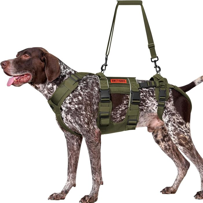 OneTigris SKYEWALKER: Підтримуюче шлейка для собак, велика та середня, XL (39-64 кг), зелена
