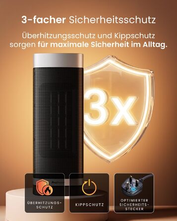 Керамічний тепловентилятор-товіль Pro Breeze ThermaCube Plus 2200W з термостатом, дистанційним керуванням та Eco-режимом, поворот 65°, захист від перекидання