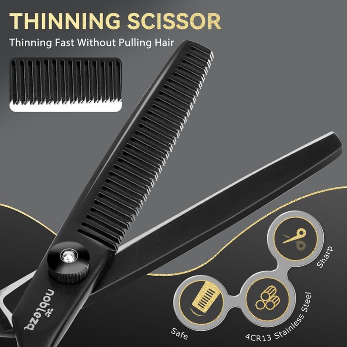 Набір професійних ножиць Nobleza для грумінгу собак та котів, 6 в 1, з нержавіючої сталі 4CR, з гребінцем для догляду за шерстю