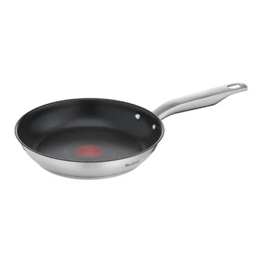 Сковорода Tefal Virtuoso Edelstahl 24 см з антипригарним покриттям Titanium Pro, індукційна, з індикатором нагріву Thermo-Signal, для всіх типів плит