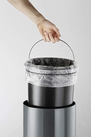 Відро для сміття металеве 12л Durable з педаллю, антрацит, з автоматичним закриттям та знімним відром