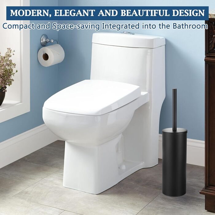 Набір для чищення унітазу GERUIKE з керамічним тримачем: щітка та тримач сірого матового кольору (чорний матовий метал)