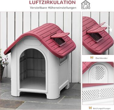 Будка для собак PawHut Outdoor - вулиця, для маленьких собак, червоно-сіра, 59x75x66 см