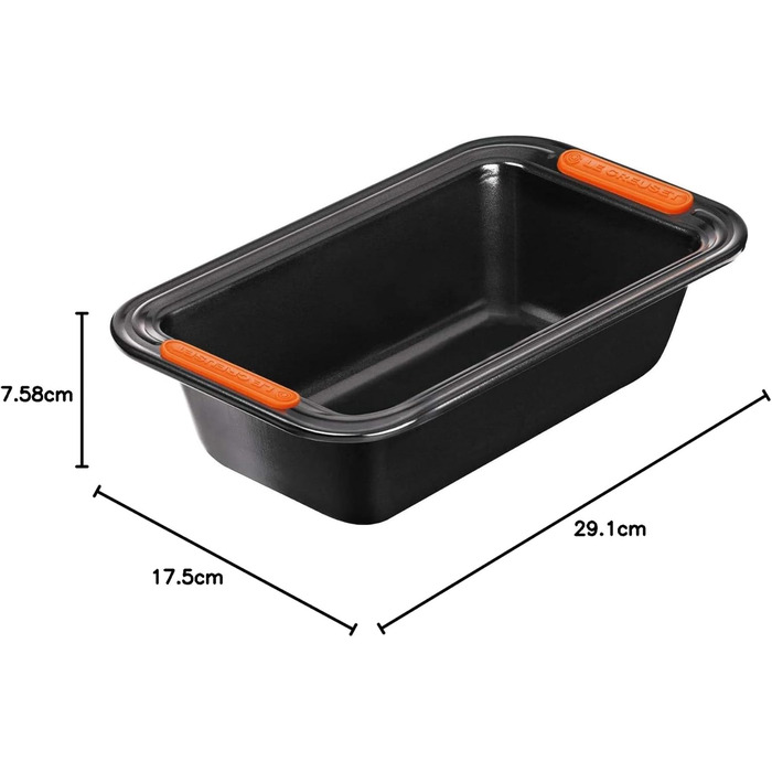 Форма для випікання Le Creuset, антипригарна, прямокутна, 23,5x13,5 см, стійка до закваски, карбонова сталь, антрацит/помаранчева