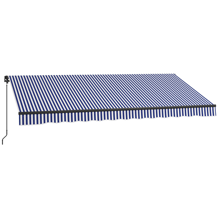 Outsunny Awning 4x3m Wall Mount Balcony Awning with Hand Crank, Sun Protection, Aluminum, Blue+White | Aosom