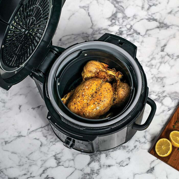 Ninja Foodi MAX Multi-Cooker, 7.5L, 9-in-1 Multi-Cooker, Pressure Cooker (Fast Cooking), Air Fryer (Hot Air Frying), Slow Cooker (Slow Cooking), Grilling and more, Brushed Steel & Black, OP500EU