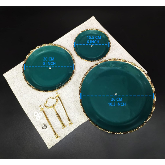 Керамічна підставка для капкейків YA JU на 3 яруси, 3-ярусна вежа для випічки, підставка для десертів, цукерок, фруктів, Candy Bar, вечірки, декор, найкращий подарунок (Зелена)
