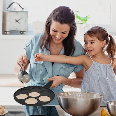 Млинцева сковорода Joeji's Kitchen на 7 млинців, антипригарна, алюмінієва, 26,5 см, для індукції, універсальна для панкейків, яєць та млинців