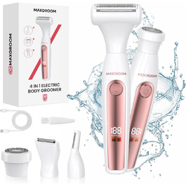 Електричний триммер для тіла MAXGROOM 4-в-1: для обличчя, брів, тіла та інтимної зони, білий