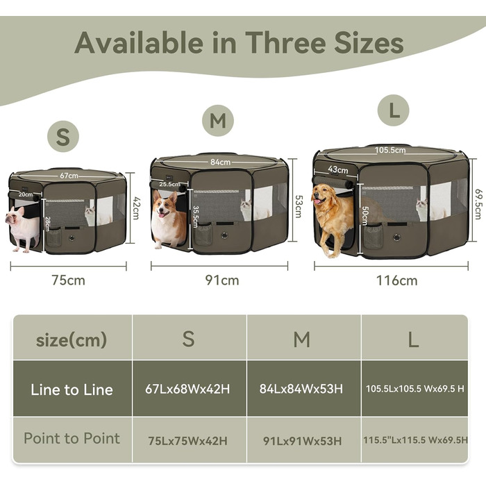 Кія для собак PETSFIT, розкладний вольєр для дому, витривале виконання, 91x84x53 см, сірий чайний (M: 92x84x53 см)