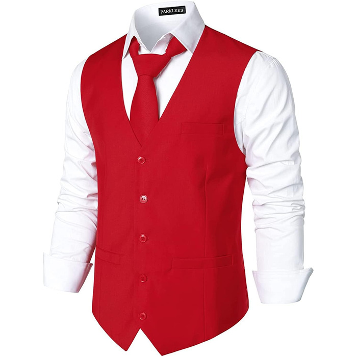 Чоловічий жилет Parklees Slim Fit: класичний, для костюма, смокінга, повсякденний, червоний колір