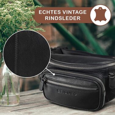 STILORD Велика шкіряна сумка на пояс Cognac - Вантажна сумка на ремінь для чоловіків, жінок та дітей - Ретро поясна сумка для бігу, фестивалів, подорожей Caspar Schwarz