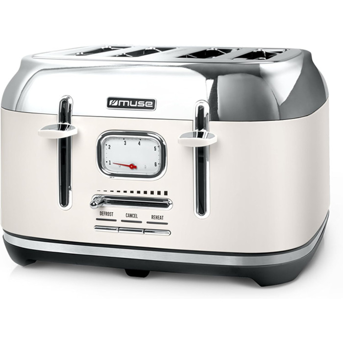 Тостер Muse MS-131 BC Beige: 4-х місний, з регулюванням ступеня підсмажування, ретро-дизайн, з підсвічуванням та крихкозбирачем