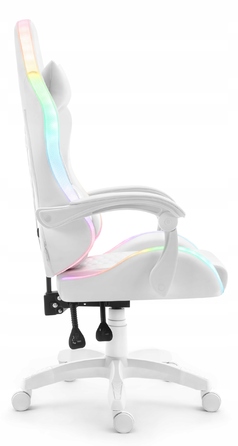 Ігрове крісло Hell's Chair HC-1000 White LED RGB, екошкіра, біле
