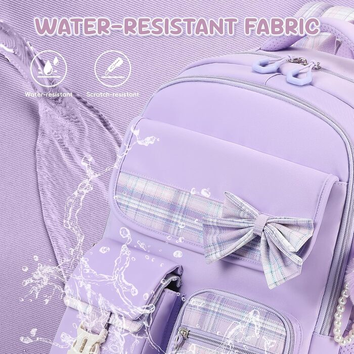 Шкільний набір для дівчаток: рюкзак, ланч-бокс, пенал. 3-ий клас, 4-5 клас, фіолетовий колір