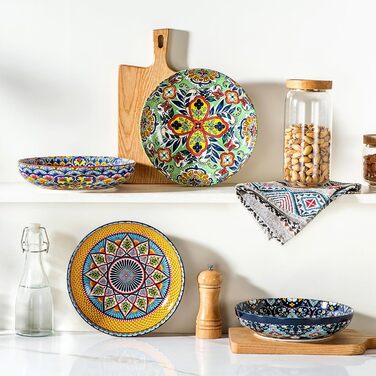 Набір салатників та тарілок HENXFEN з порцеляни (4 шт.) - 1330 мл, богемський стиль