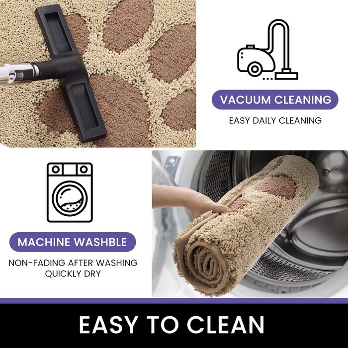 Килимок для дому 50x80 см, антиковзаючий, миючий, низький профіль, супер вбираючий, для брудних лап собак, бежевий