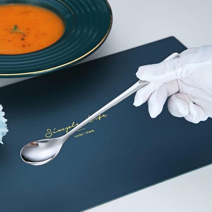 Набір ложок HOMQUEN (6 шт.) з нержавіючої сталі, чорного кольору. Ідеально підходять для кави, коктейлів, чаю та морозива. Преміум якість, довгий зручний ручка.