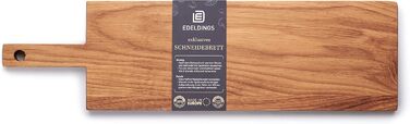 Edelding Cutting and Serving Board made of high-quality oak, 43 x 15 cm in size with a practical 12 cm handle | Antibacterial kitchen board | Serving board, breakfast board, solid wood board