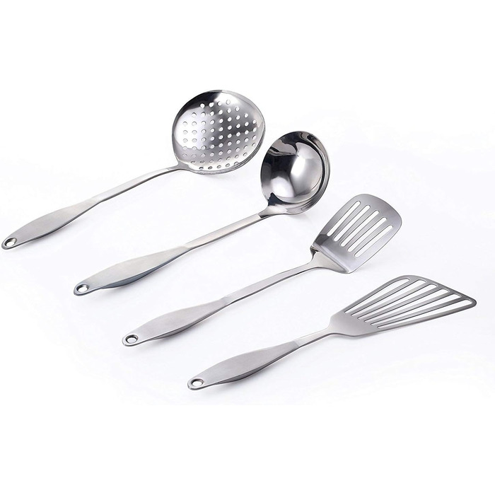 Skimmer Spoon/Strainer Ladle - Stainless Steel - with Sanding Handle - Perforated Style for Kitchen Food - by Cenka (13.2-inch) by CENKA