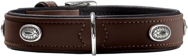 Нашийник для собак HUNTER SOFTIE STONE, штучна шкіра, з аплікаціями, зручний у догляді, (60 см, коричневий/чорний)