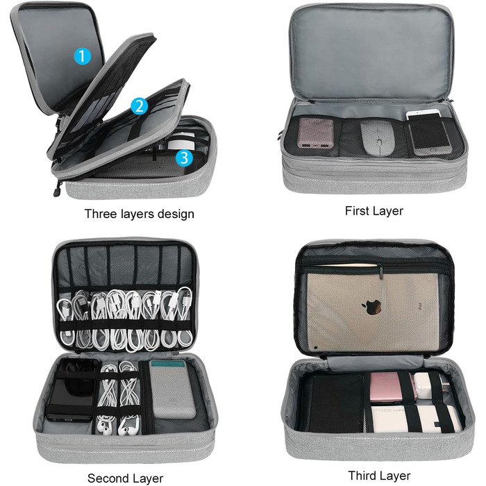 Органайзер для аксесуарів Gocokia: велика місткість, для кабелів, iPad, жорстких дисків, з передньою кишенею