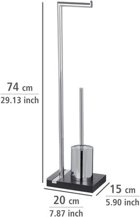 Набір для туалету WENKO Noble Elegante: тримач для щітки та туалетного паперу, полірезин, чорний, 20 x 74 x 15 см, хром/чорний