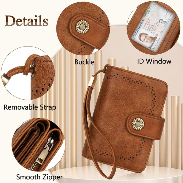 TEUEN Women's Wallet Large Capacity PU Leather Vintage Card Holder Purse Organizer Wallet Medium Size with RFID Blocking and Multiple Compartments