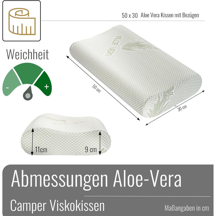 Black Forest Fox Camper Plaid Memory Foam Pillow Set with Orthopedic Neck Support, 1 Aloe Vera Cover & 1 Cotton Pillowcase, Grey | Oeko-TEX (Campovolo-Grey, Aloe-Vera Memory Foam Pillow & Grey Cover 30 x 50)