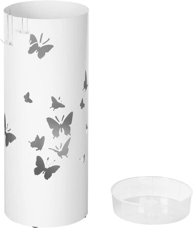 Підставка для парасоль під SONGMICS, металева, кругла, біла, з водозбірником, 49 x 19,5 см