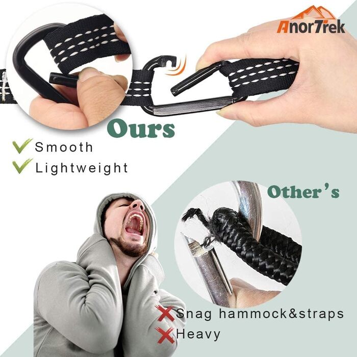 Гамак для кемпінгу з москітною сіткою, подвійний та одинарний, з ременями для дерев та карабінами, гамак-парашут для кемпінгу, подорожей та піших прогулянок, блакитний/темно-синій, 300 x 200 см