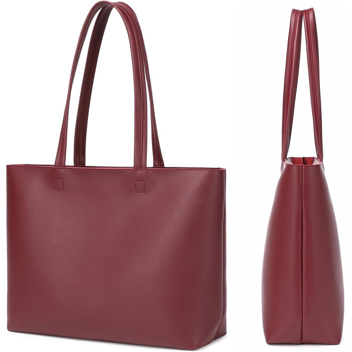 Жіноча сумка-шопер Tote Bag з PU шкіри для роботи, школи, покупок. Бордова. З блискавкою та внутрішніми кишенями